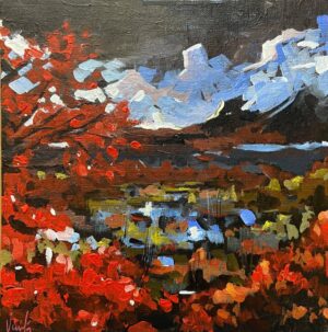 The Flowers In Red Painting For Home Wall Art Decor