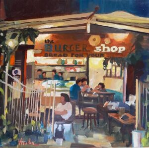 The Coffee Chat Painting For Home Wall Art Decor