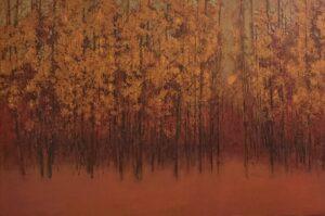 Abstract Tree painting Divine Glow by contemporary artist Vinita Sadarangani