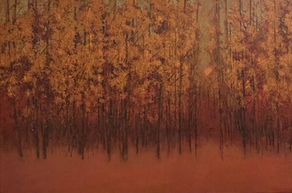 Abstract Tree painting Divine Glow by contemporary artist Vinita Sadarangani