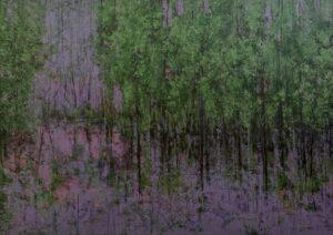 Purnam - Painting in green and lilac for luxury interiors.