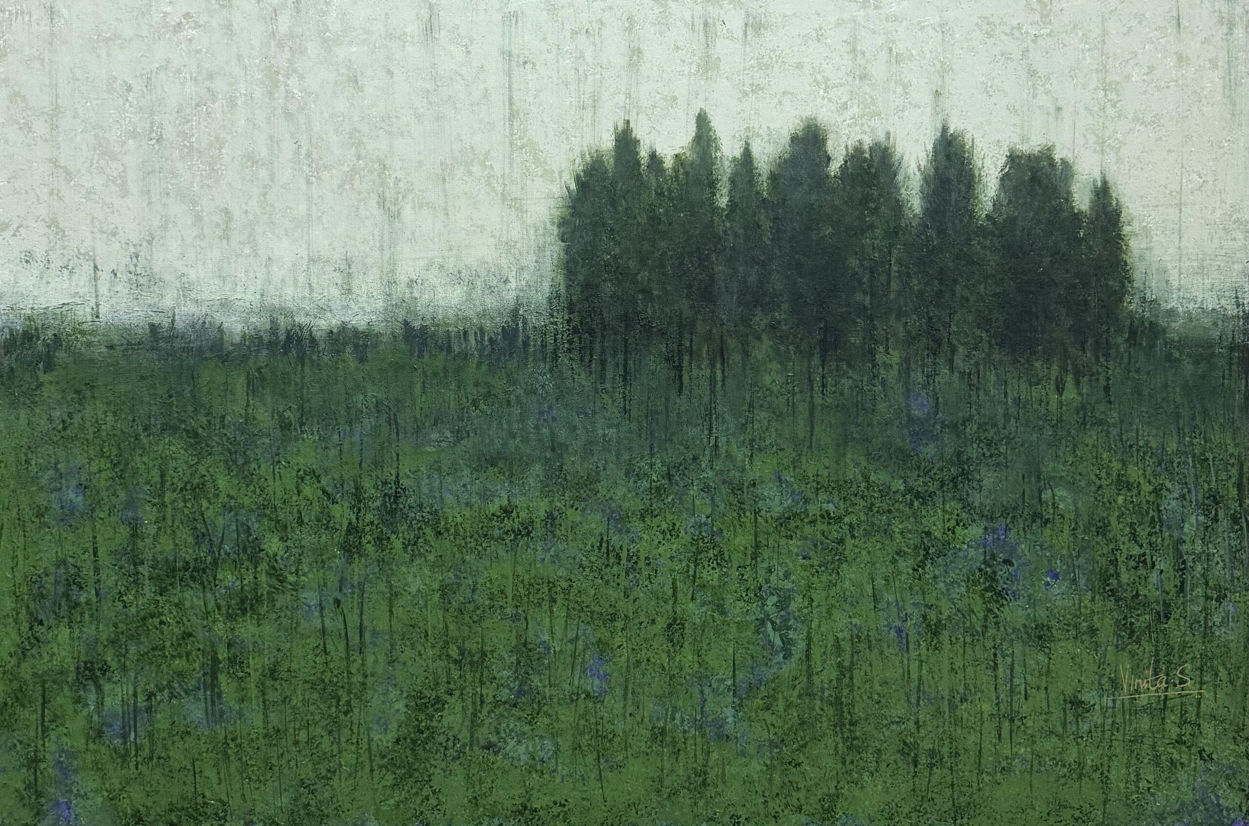 Misty Hills' original abstract landscape painting by Vinita